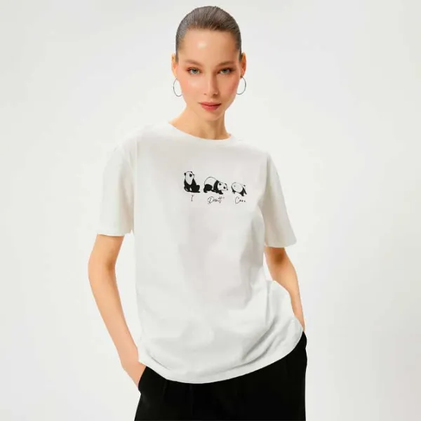 Футболка для женщин Koton 4SAL10917IK 100% хлопок/ Белый photo 2