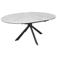 Masă de bucătărie extensibilă DecoPrim Pina 1300(400)*760 Ceramică/ White photo 2