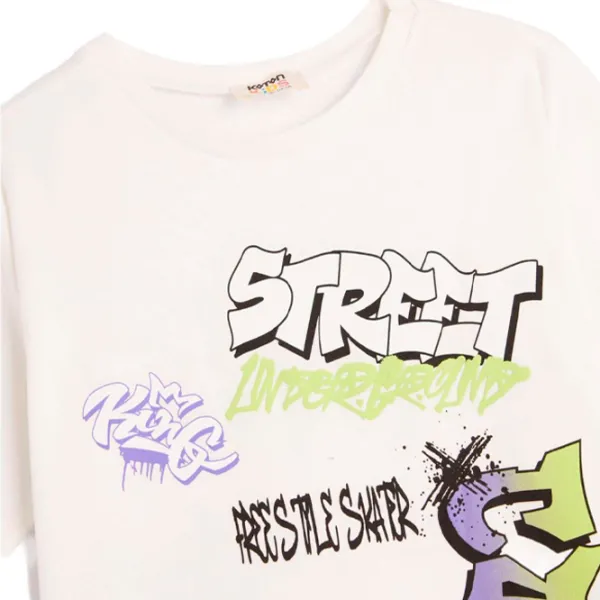 Tricou pentru băieți Koton 4SKB10034TK 110/ Ecru photo 4