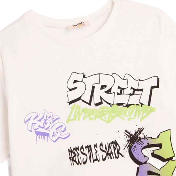 Tricou pentru băieți Koton 4SKB10034TK 110/ Ecru photo 4