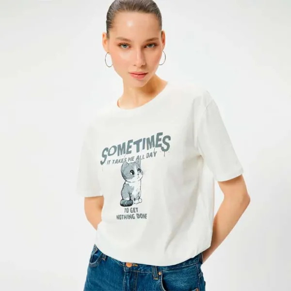 Tricou pentru femei Koton 4SAL10927IK 100% bumbac/ White photo 2