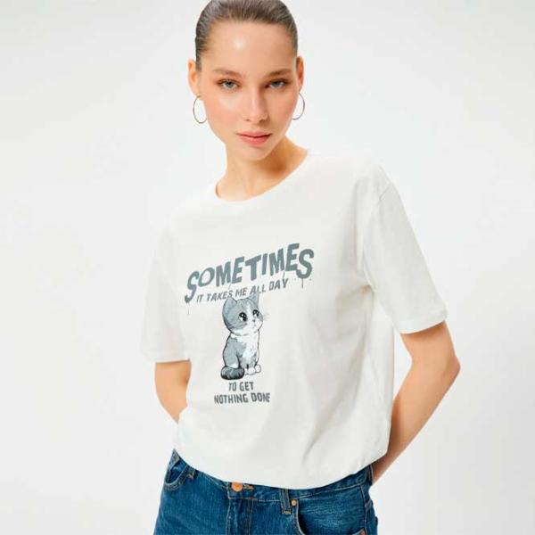 Tricou pentru femei Koton 4SAL10927IK 100% bumbac/ White photo 2