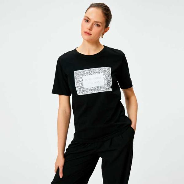 Tricou pentru femei Koton 4SAK50061EK 100% bumbac/ Black photo 2