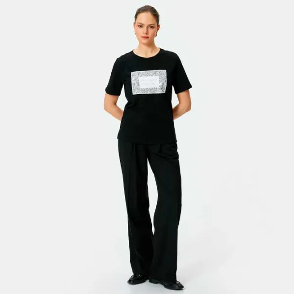 Tricou pentru femei Koton 4SAK50061EK 100% bumbac/ Black photo 3