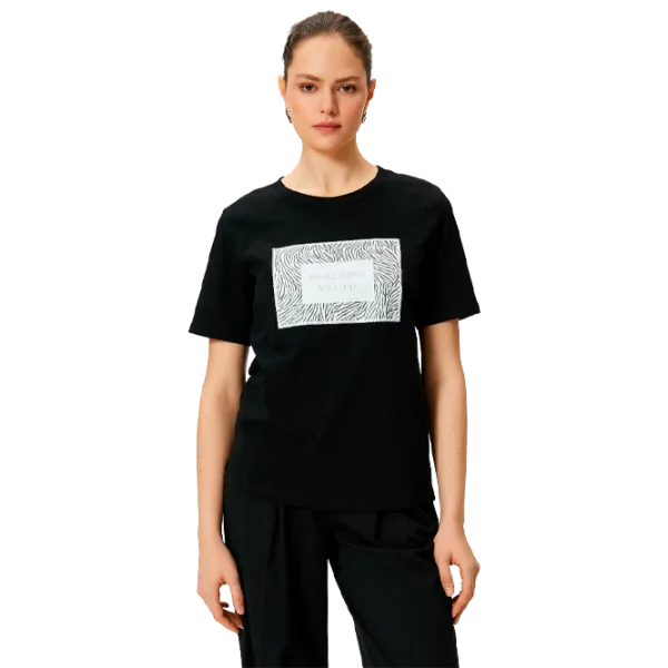 Tricou pentru femei Koton 4SAK50061EK 100% bumbac/ Black photo 5