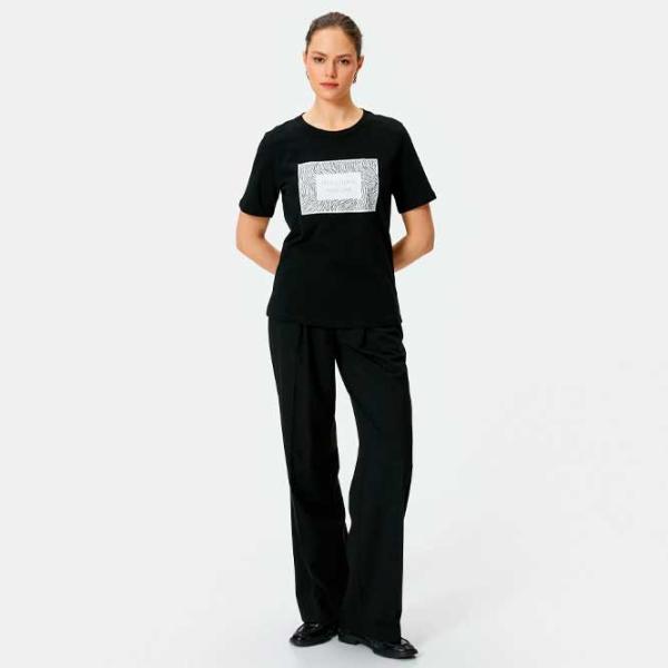 Tricou pentru femei Koton 4SAK50061EK 100% bumbac/ Black photo 3