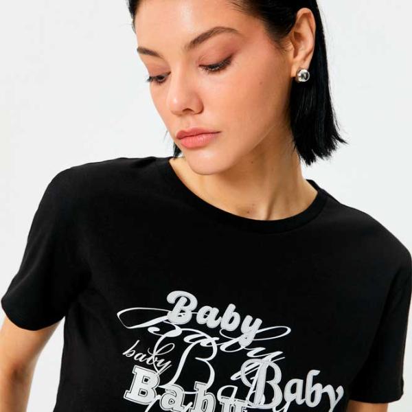 Tricou pentru femei Koton 4SAK50392EK 100% bumbac/ Black photo 2