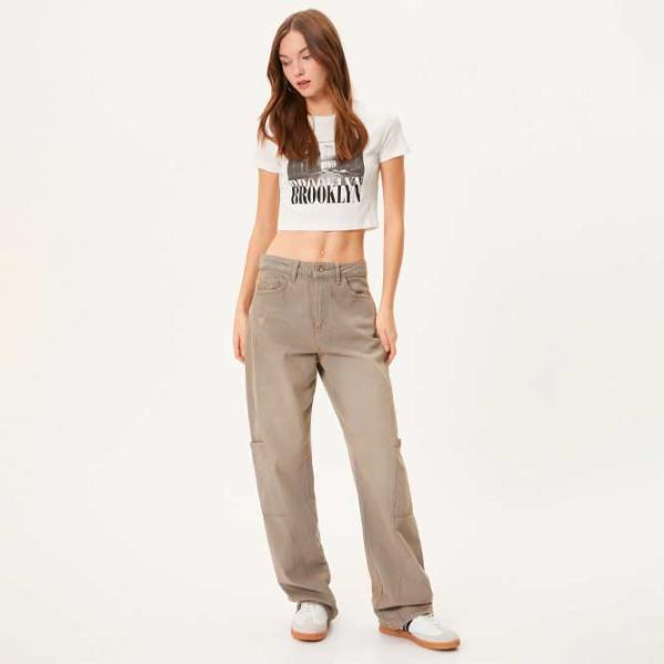 Футболка для женщин Koton 4SAL10007IK 100% хлопок/ Бежевый photo 3 Футболка для женщин Koton 4SAL10007IK 100% хлопок/ Бежевый photo 3