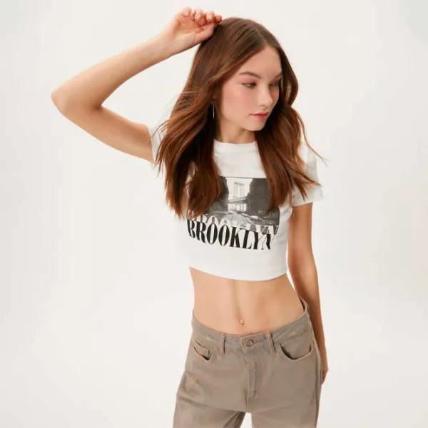 Футболка для женщин Koton 4SAL10007IK 100% хлопок/ Бежевый photo 2