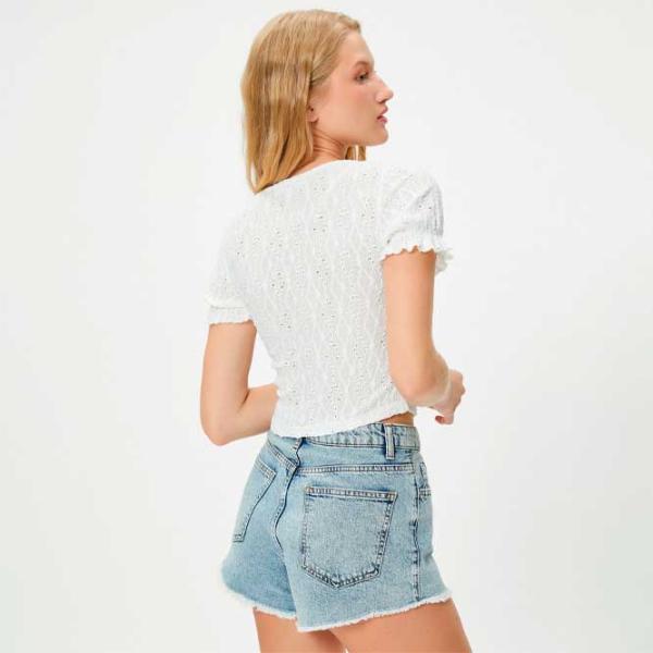 Tricou pentru femei Koton 4SAL10033IK 100% poliester/ White photo 4