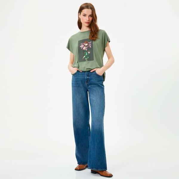 Футболка для женщин Koton 4SAK50119EK 35% вискоза/ Хаки photo 3