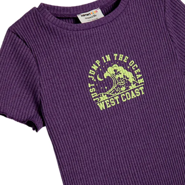 Tricou pentru fete Koton 4SKG10417AK 122 - 128 cm / Purple photo 3 Tricou pentru fete Koton 4SKG10417AK 122 - 128 cm / Purple photo 3
