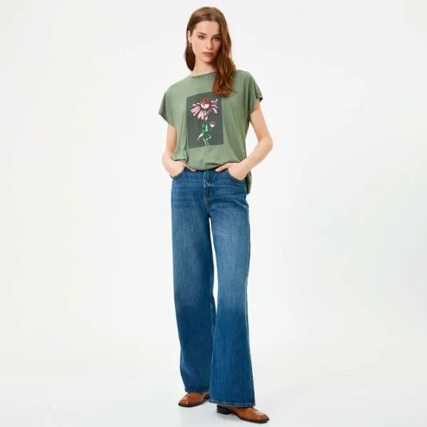 Tricou pentru femei Koton 4SAK50119EK 35% viscoză/ Khaki photo 3