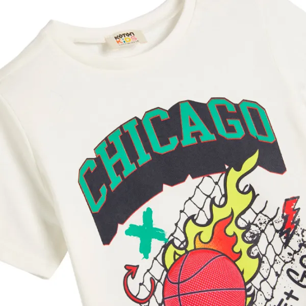 Tricou pentru băieți Koton 4SKB10077TK 140 / Ecru photo 3