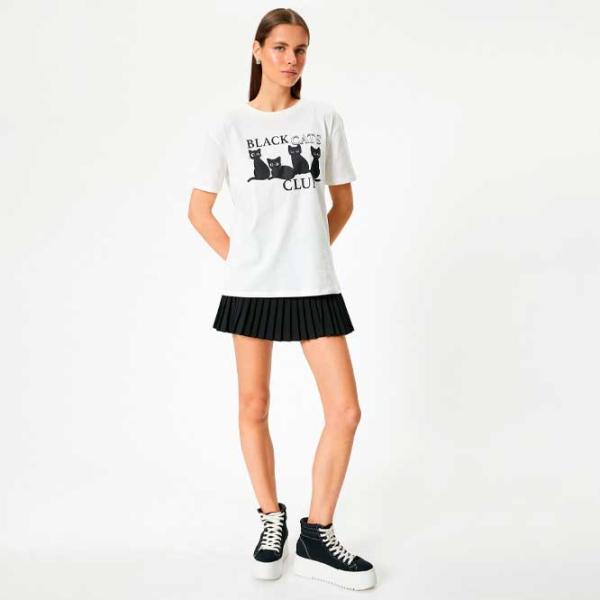 Tricou pentru femei Koton 4SAL10921IK 100% bumbac/ White photo 3