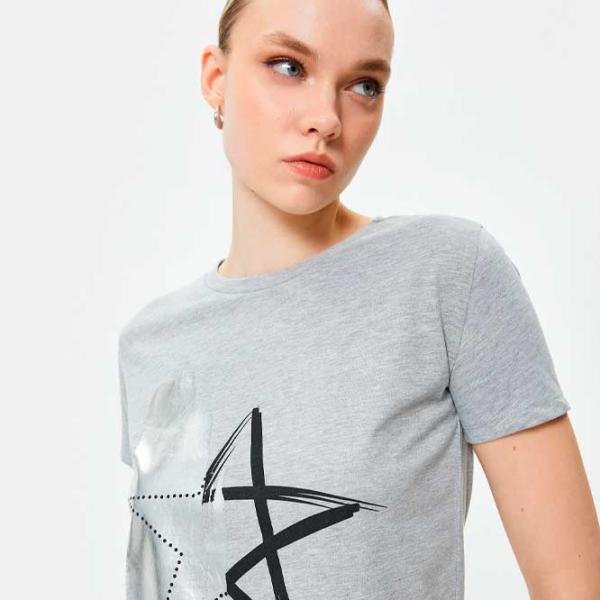 Tricou pentru femei Koton 4SAK50167EK 100% bumbac/ Gray photo 2