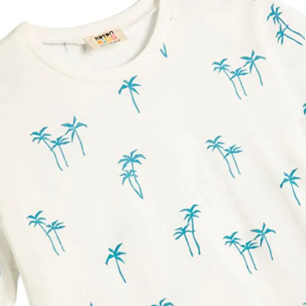 Tricou pentru băieți Koton 4SKB10309TK 140/ Ecru photo 3