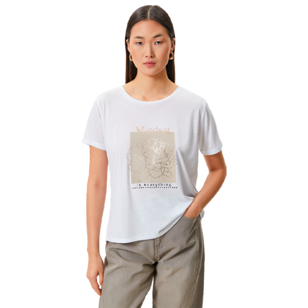 Tricou pentru femei Koton 4SAK50108EK 35% viscoză/ White photo 2 Tricou pentru femei Koton 4SAK50108EK 35% viscoză/ White photo 2