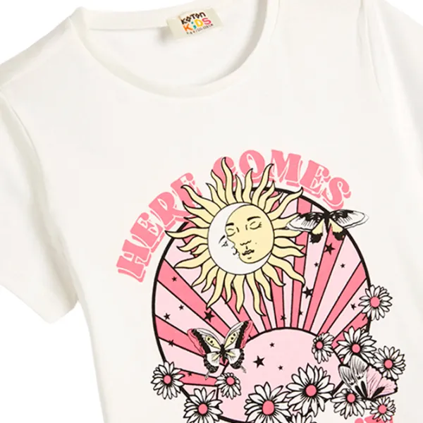 Tricou pentru fete Koton 4SKG10025AK 122 - 128 cm / Beige photo 3 Tricou pentru fete Koton 4SKG10025AK 122 - 128 cm / Beige photo 3