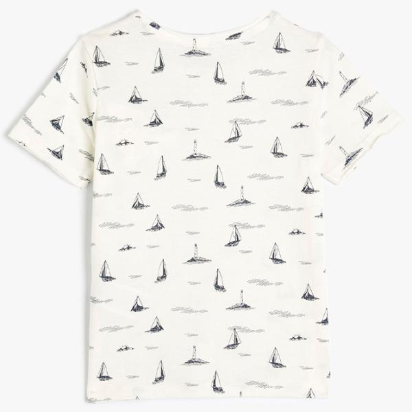 Tricou pentru băieți Koton 4SKB10172TK 128 / Ecru photo 2