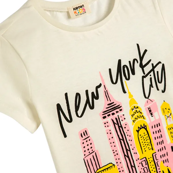 Футболка для девочек Koton 4SKG10369AK 134 - 140 см / Бежевый photo 3