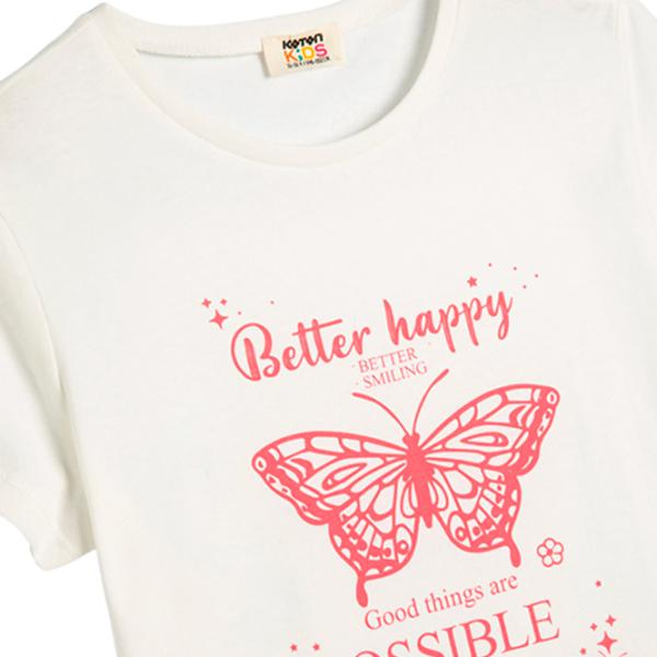 Tricou pentru fete Koton 4SKG10122AK 110 - 116 cm / Beige photo 3