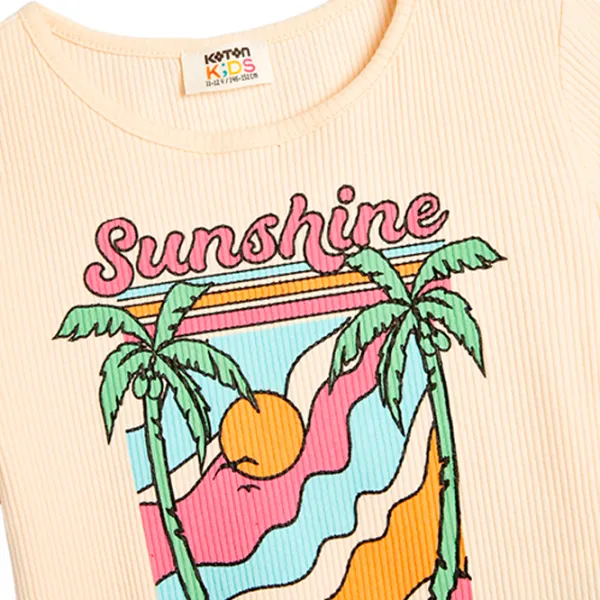 Tricou pentru fete Koton 4SKG10201AK 110 - 116 cm / Beige photo 3