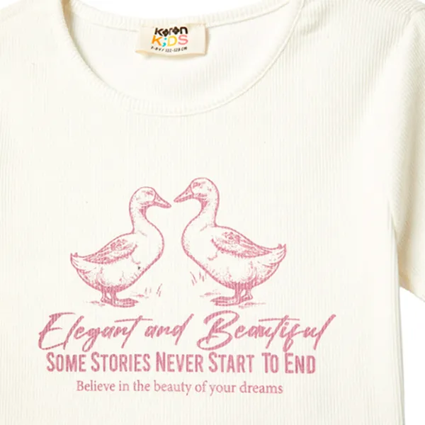 Футболка для девочек Koton 4SKG10345AK 122 - 128 см / Бежевый photo 3