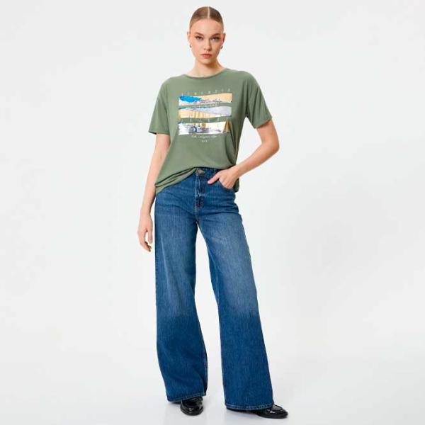 Tricou pentru femei Koton 4SAK50109EK 35% viscoză/ Khaki photo 3