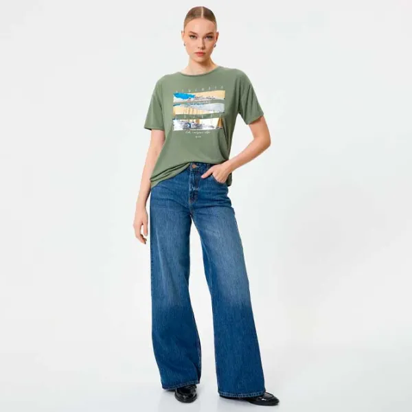 Tricou pentru femei Koton 4SAK50109EK 35% viscoză/ Khaki photo 3