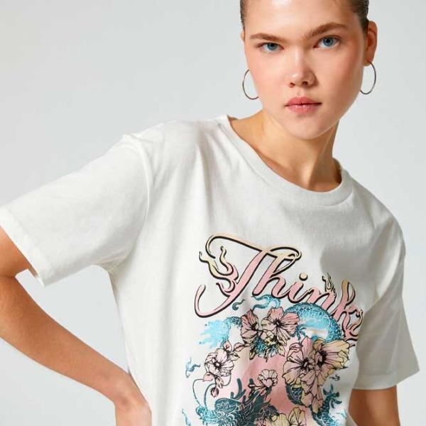 Tricou pentru femei Koton 4SAL10635IK 100% bumbac/ White photo 2