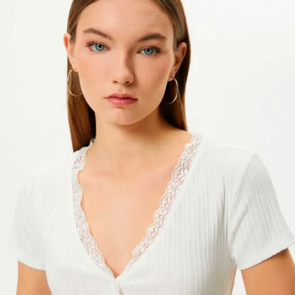 Tricou pentru femei Koton 4SAL10177IK 100% bumbac/ White photo 2