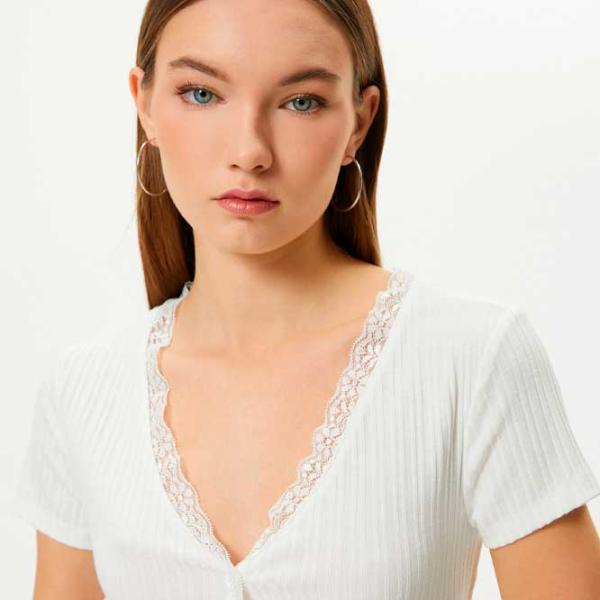 Tricou pentru femei Koton 4SAL10177IK 100% bumbac/ White photo 2