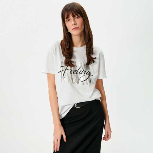 Tricou pentru femei Koton 4SAK50074EK 100% bumbac/ White photo 3