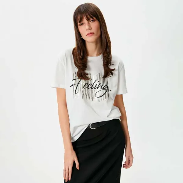 Tricou pentru femei Koton 4SAK50074EK 100% bumbac/ White photo 3