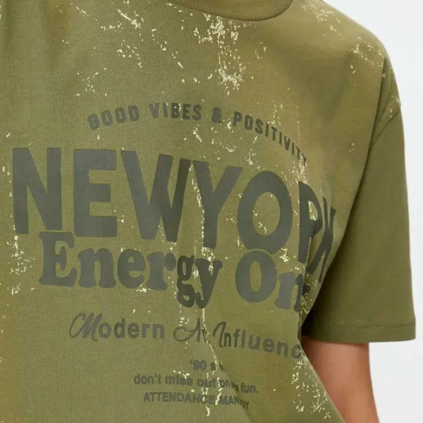 Tricou pentru femei Koton 4SAL10096IK 100% bumbac/ Khaki photo 5