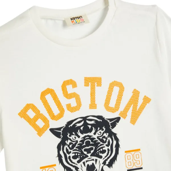 Tricou pentru băieți Koton 4SKB10022TK 140 / White photo 3