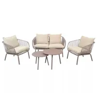 Scaun de grădină Deco Carina Single F850 Aluminiu/ Polipropilenă/ Beige photo 2