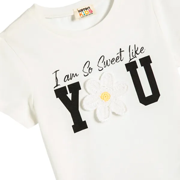 Футболка для девочек Koton 4SKG10247AK 116 - 122 см / Бежевый photo 3