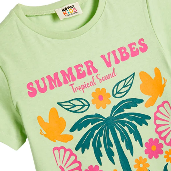 Tricou pentru fete Koton 4SKG10031AK 146 - 152 cm / Green photo 3 Tricou pentru fete Koton 4SKG10031AK 146 - 152 cm / Green photo 3