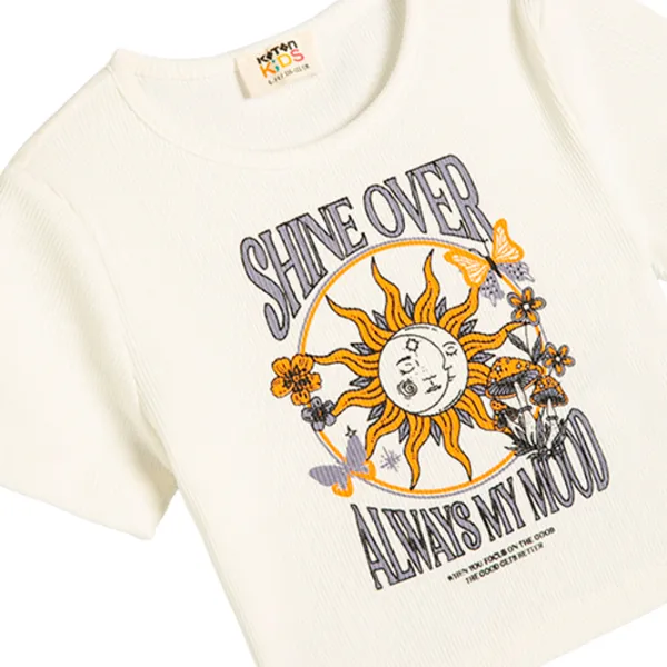 Tricou pentru fete Koton 4SKG10340AK 104 - 110 cm / Beige photo 3 Tricou pentru fete Koton 4SKG10340AK 104 - 110 cm / Beige photo 3