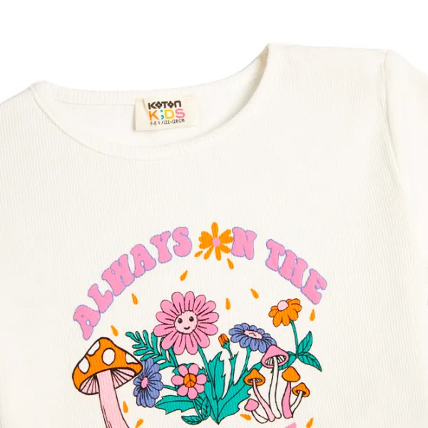 Tricou pentru fete Koton 4SKG10049AK 110 - 116 cm / Beige photo 3