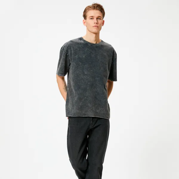 Tricou pentru bărbați Koton 4SAM10314HK 100% bumbac/ Antracit photo 3