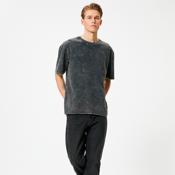 Tricou pentru bărbați Koton 4SAM10314HK 100% bumbac/ Antracit photo 3