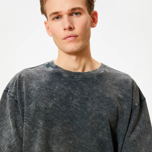 Tricou pentru bărbați Koton 4SAM10314HK 100% bumbac/ Antracit photo 4