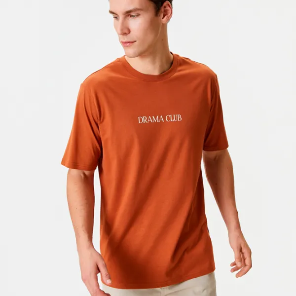 Tricou pentru bărbați Koton 4SAM10038HK 100% bumbac/ Terracotta photo 3