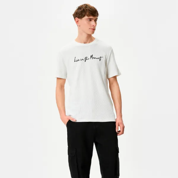 Tricou pentru bărbați Koton 4SAM10043HK 100% bumbac/ White photo 4