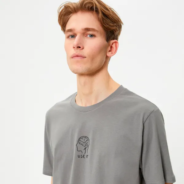 Tricou pentru bărbați Koton 4SAM10017HK 100% bumbac/ Grey photo 4