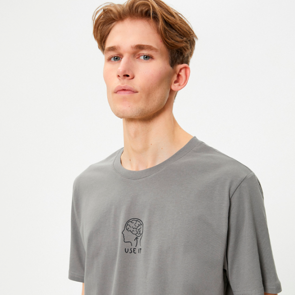 Tricou pentru bărbați Koton 4SAM10017HK 100% bumbac/ Grey photo 4