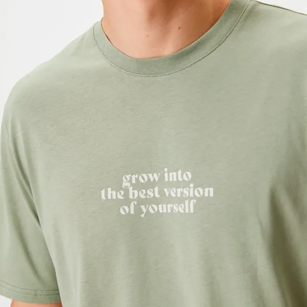 Tricou pentru bărbați Koton 4SAM10041HK 100% bumbac/ Khaki photo 3